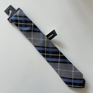 Blue Gray Plaid Express Tie - Medium Skinny